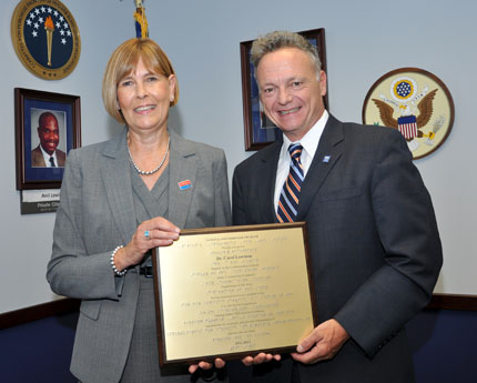 Left to right:  Honoree Dr. Carol E. Lowman and National Industries for the Blind President and CEO Kevin A. Lynch.