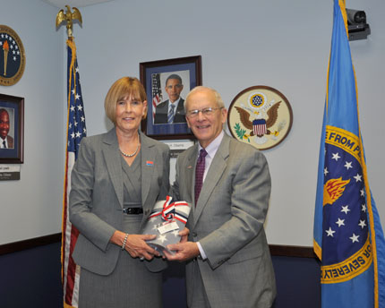 Left to right:  Honoree Dr. Carol E. Lowman and SourceAmerica President and CEO E. Robert Chamberlin.