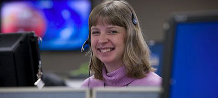 Photo of woman at call center.